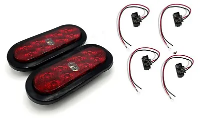 Two 6  Oval Red LED TecNiq Hybrid Reverse Lights RV Camper Trailer • $45.99