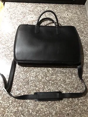 Jack Georges Black Leather Executive Briefcase With Shoulder Strap • $59.95