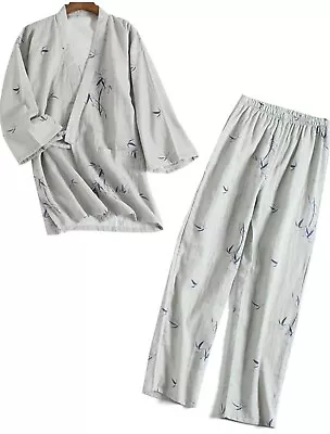 Mens/ Women's Japanese Style Robes & Trousers Kimono Pajamas Suit Meditation Set • £7.99