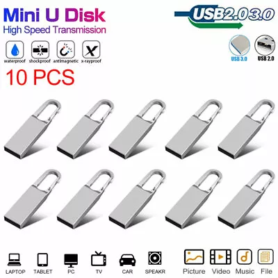 10 Pack USB 2.0 Flash Drive 64GB 32GB 16GB 8GB Memory Stick Wholesale/Lot/Bulk • $38.59