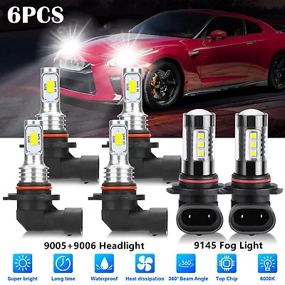 LED Headlight Hi/Lo + Fog Light 6 Bulbs For Chevy Silverado 1500 2500 HD 2003-06 • $19.48