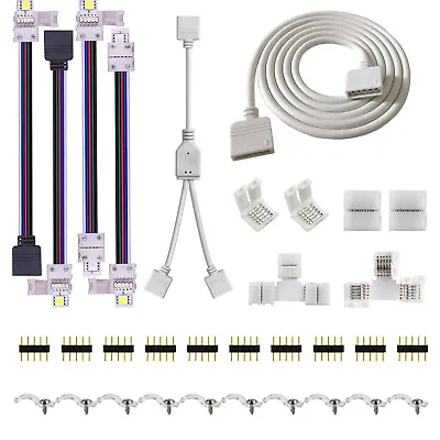 5PIN LED Strip Connector Kit 5050 RGBW 10mm Extension Cable Jumper Splitter • $12.99