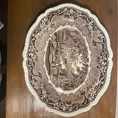 Antique Mason’s Patent Ironstone Vista Brown TransferWare Platter 15.75” X 13.75 • $85.50