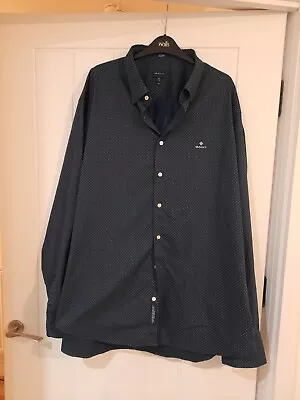 GANT Shirt Size 3XL XXXL Men's Navy Patterned Tech Prep Cotton Blend Long Sleeve • £29.99
