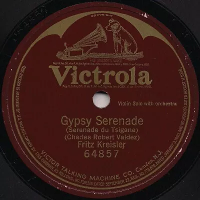 Fritz Kreisler - Gypsy Serenade 1920 Shellac 10  S/Sided Victrola 64857 Very G • $7.71