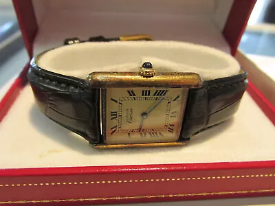 Classic Cartier Tank Watch Vermeil With Box And Paper .925   And NO RESERVE • $571