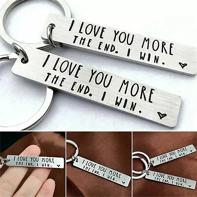 I Love You More Most The End I Win Couples Novelty Keyring Steel Keychain Gift • £3.99