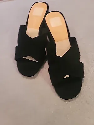 Dolce Vita - Velvet - Heeled Sandals - Size 7 - Black - Cross Strap  • $9