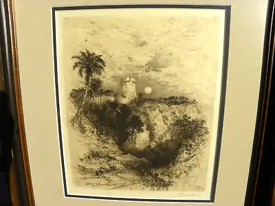 Thomas Moran 1837-1926 American Art Pencil Signed Etching Tower Of Cortes Mex. • $1500