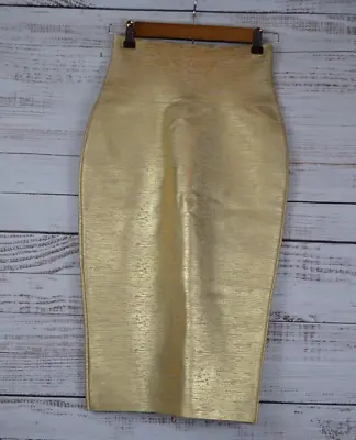 Bella Barnett Gold Bodycon Bandage Skirt Size Small S SM NWOT • $21.99