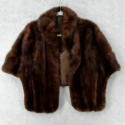 Vintage Mink Fur Shrug Wrap EXCELLENT CONDITION Rich Reddish Brown Bolero • $149.99