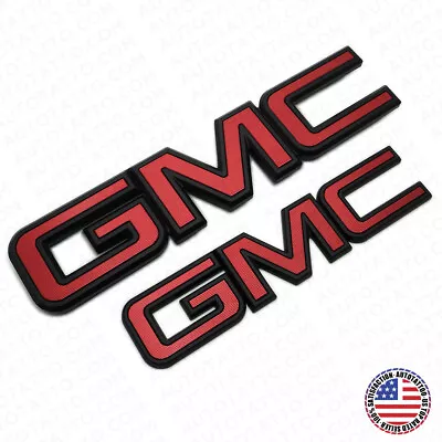 14-19 GMC Sierra Front Grille & Tailgate Letter Replace Logo Emblem Black & Red • $64.99