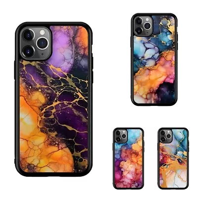 Hard Black Case Textures Marble Alcohol Ink For IPhone 11 12 13 Pro Max • $19.79