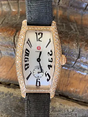 Michele Coquette * Beautiful Rose Tone Quartz Watch W/Diamond Bezel  71-8009 • $769