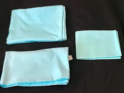 M&S Single PLAIN DYE DUVET SET Cover + Flat Sheet + 1 Pillow Case AQUA Unused • £12.99