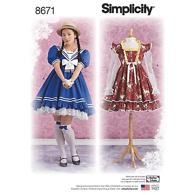 SIMPLICITY 8671 MISSES LOLITA COSPLAY COSTUMES Sewing Pattern Sizes 4-12 & 12-20 • £12.99