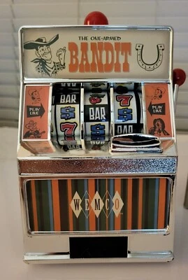 $4.99 • Buy Slot Machine Wemco One Armed Bandit Novelty Coin Bank~Bell & Flashing Light!🚨👀