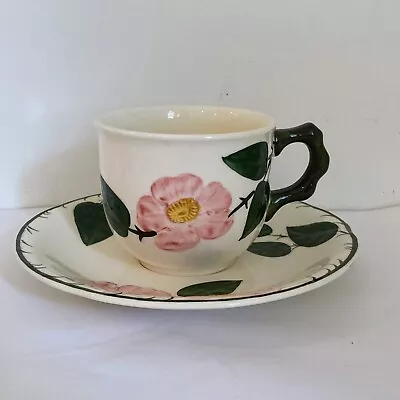 Flat Coffee Tea Cup & Saucer Set Wild Rose By Villeroy & Boch West Germany • $12.50