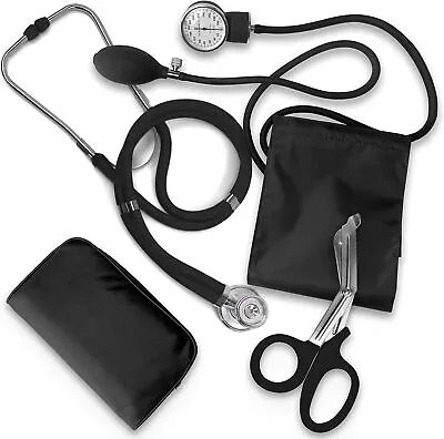 Aneroid Sphygmomanometer Stethoscope Kit Manual Blood Pressure BP Cuff Gauge • $24.99