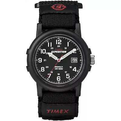 Timex T40011 Men's  Expedition Camper  Black Wrapstrap Watch Indiglo Date • $35