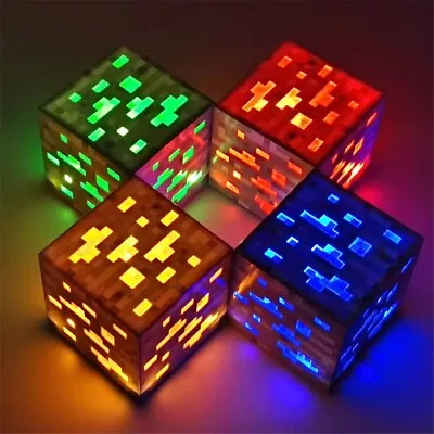 Minecraft Ore Block Night Light Interactive Lamp - Diamond/Redstone/Gold/Emerald • £23.15