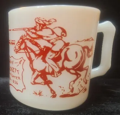 Vintage Davy Crockett Hazel Atlas Milk Glass Mug Wild West Tv Kids Cup  • $12.95