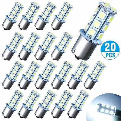 20x White 1156 1141 BA15S RV Camper Trailer 18-SMD Car LED Interior Light Bulbs • $13.98