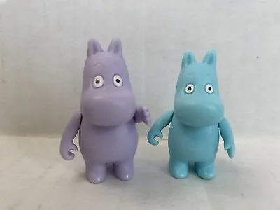 MOOMIN Toy Figures Lot 2 Moomintroll 1.75” Blue & Purple 2” Cute Finland Sweden • $25