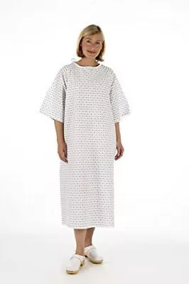 £19.95 • Buy 2 X Hospital / Home Patient Gowns  UNISEX Universal Wrap Around Style White/Blue