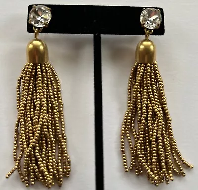 J. Crew Gold Rhinestone Beaded Tassel Earrings • $15.99