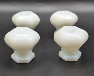 Set Of 4 Antique / Vintage White Milk Glass Cabinet Door Drawer Knobs 1 3/8 Inch • $24.95