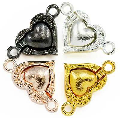 Silver Plated Strong Magnetic Heart Clasps For Jewellery Making 12mm • £3.98