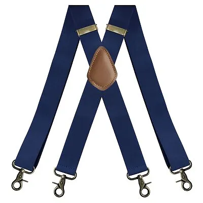 Vintage Suspenders  Men Heavy Duty 4 Snap Hooks For Belt Adjustable X Back New* • $17.78