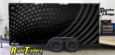 $380.16 • Buy 2 Sides American Flag Grunge Black Trailer RV Wrap Decal Graphic Various Sizes