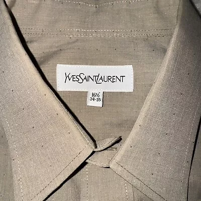 Yves Saint Laurent Shirt Mens Size 16 1/2 - 34/35 Beige Long Sleeve Dress Shirt • $19.97