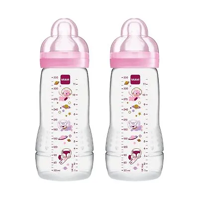 Easy Active Baby Bottle With Fast Flow Teats Size 3 Baby Feeding 330 Ml Pink • £14.71