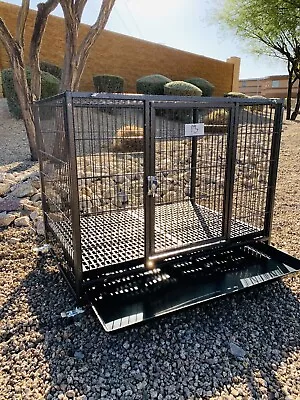 🌵Extra Comfy 37”Dog Kennel Crate Cage🐩🐕🐕‍🦺 Plastic Floor❤️Tray & Casters 🐶 • $148
