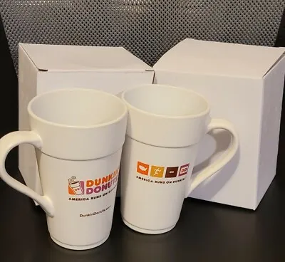 2 - Dunkin' Donuts Mugs / Cups 16 Oz Tall Ceramic Coffee Cups 2012 Classic NIB • $24.99