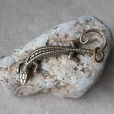 Bronze Gecko Animal Men's Women's Jewelry Pendant Handmade Ukraine Gift 4.6 Gr • $88