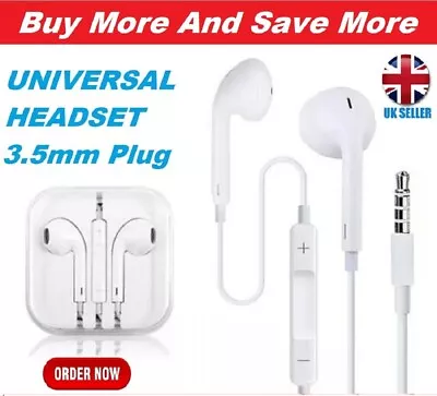 Wired Earphones For Apple IPhone IPad Samsung Headphones With Mic 3.5MM Aux UK T • £2.89