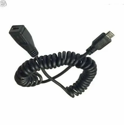 5Pin Micro USB Male To Female Coiled Extension Spring Charging Cable Cord 1.5m • £4.95