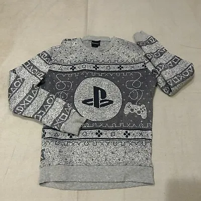 PlayStation Ugly Christmas Sweater Grey Monochromatic Small See Measurements • $29.99