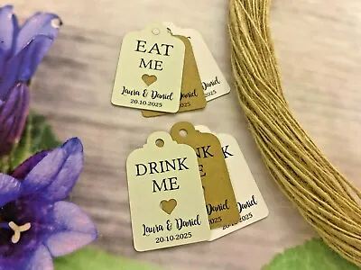 £0.99 • Buy Personalised Drink Me Eat Me Tag Wedding Favour Tags Thank You Christmas DE90m