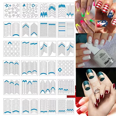 Nail Art Stencils Tip Guides Stickers For French And Creative Manicure • $11.99