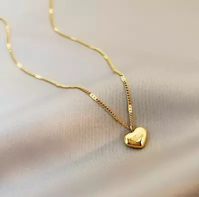 18K Gold Stainless Steel Love Floating Heart Pendant Chain Necklace Gift AG • $4.95