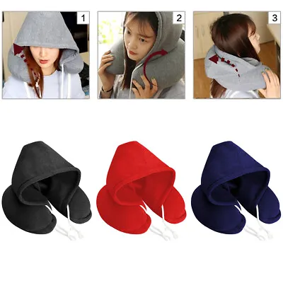 £8.99 • Buy U Shape Soft Comfortable Hooded Neck Travel Pillow Airplane Pillow With Hoodie