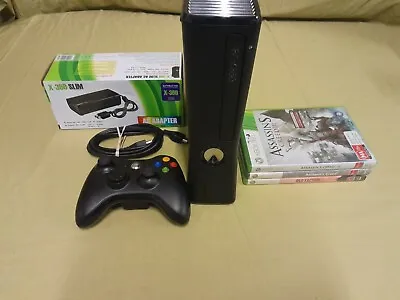 $41 • Buy Microsoft Xbox 360 S 250gb GB Black Console, Controller, 3 Games, Tested