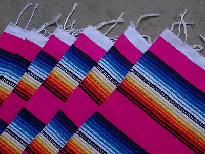 Serape Placemat ONWS19-Pink Southwestern Southwest Mexican Style Fringed Set 6 • $14.81