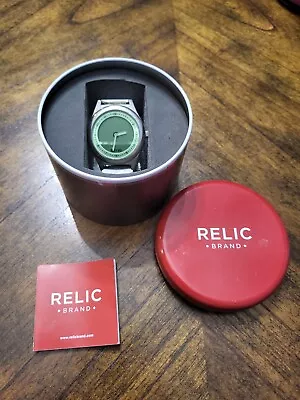 Relic Digital Analog Green Dial Round Silver Tone Case Stainless Steel Band Watc • $9.99