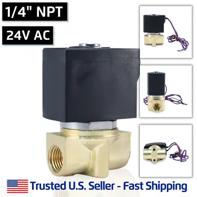 1/4  24V AC Electric Brass Solenoid Valve Water Air Gas 24 Volt - FREE SHIPPING • $28.95